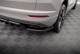 Mittlerer Cup Diffusor Heck Ansatz DTM Look passend für Skoda Karoq Sportline Mk1 Facelift schwarz Hochglanz