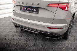 Mittlerer Cup Diffusor Heck Ansatz DTM Look passend für Skoda Karoq Sportline Mk1 Facelift schwarz Hochglanz