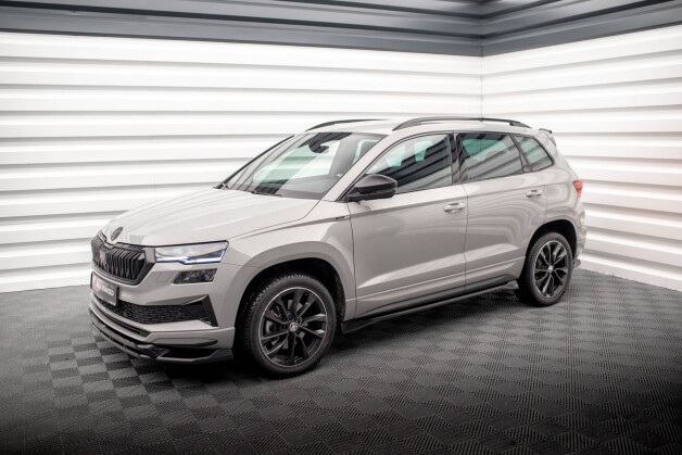 Seitenschweller Ansatz Cup Leisten passend für Skoda Karoq Sportline Mk1 schwarz Hochglanz