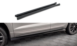 Seitenschweller Ansatz Cup Leisten für Skoda Karoq Sportline Mk1 Facelift schwarz Hochglanz
