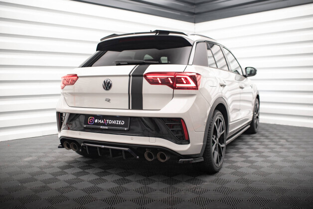 Mittlerer Cup Diffusor Heck Ansatz DTM Look passend für VW T-Roc R / R-Line Mk1 Facelift schwarz Hochglanz