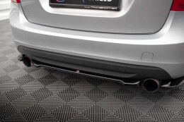 Mittlerer Cup Diffusor Heck Ansatz für Volvo S60 R-Design Mk2 schwarz Hochglanz