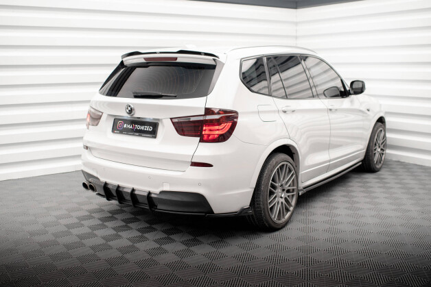Heck Ansatz Flaps Diffusor passend für BMW X3 M-Paket F25 schwarz Hochglanz