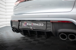 Heck Ansatz Diffusor für Porsche Macan Mk1 Facelift 2 schwarz Hochglanz
