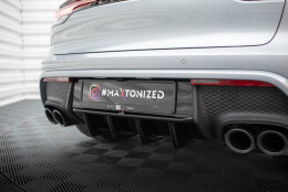 Heck Ansatz Diffusor passend für Porsche Macan Mk1 Facelift 2 schwarz Hochglanz
