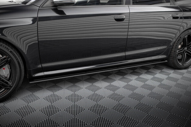 Street Pro Seitenschweller Ansatz Cup Leisten passend für Audi RS6 Avant C6 SCHWARZ