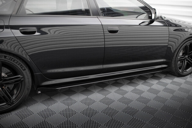 Street Pro Seitenschweller Ansatz Cup Leisten für Audi RS6 Avant C6 SCHWARZ+ HOCHGLANZ FLAPS