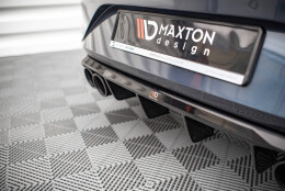 Heck Ansatz Diffusor + Endrohre chrom passend für Seat Leon FR Hatchback Mk4 schwarz Hochglanz