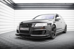 Street Pro Cup Spoilerlippe Front Ansatz passend für Audi RS6 Avant C6 SCHWARZ+ HOCHGLANZ FLAPS