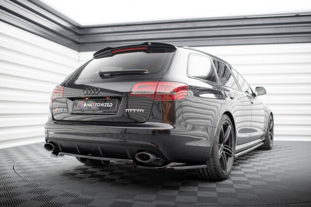 Mittlerer Cup Diffusor Heck Ansatz DTM Look passend für Audi RS6 Avant C6 schwarz Hochglanz
