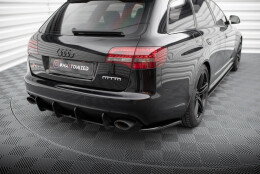 Heck Ansatz Flaps Diffusor passend für Audi RS6 Avant C6 schwarz Hochglanz