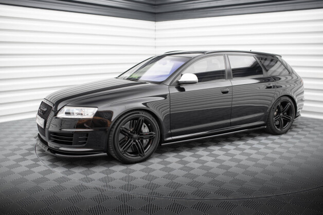 Seitenschweller Ansatz Cup Leisten V.2 passend für Audi RS6 Avant C6 schwarz Hochglanz