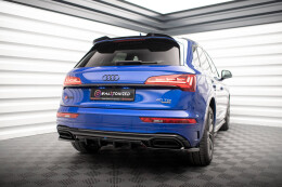 Mittlerer Cup Diffusor Heck Ansatz DTM Look für Audi Q5 S-Line SUV Mk2 FL schwarz Hochglanz