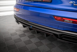 Mittlerer Cup Diffusor Heck Ansatz DTM Look passend für Audi Q5 S-Line SUV Mk2 Facelift schwarz Hochglanz