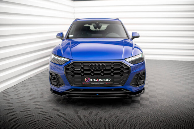 Cup Spoilerlippe Front Ansatz V.1 passend für Audi SQ5 / Q5 S-Line SUV / Sportback Mk2 Facelift schwarz Hochglanz