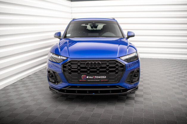Cup Spoilerlippe Front Ansatz V.2 passend für Audi SQ5 / Q5 S-Line SUV / Sportback Mk2 Facelift schwarz Hochglanz