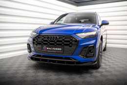 Street+ Spoilerlippe Front Ansatz V.2 passend für Audi SQ5 / Q5 S-Line SUV / Sportback Mk2 FL schwarz Hochglanz