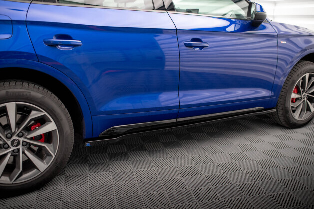 Seitenschweller Ansatz Cup Leisten für Audi SQ5 / Q5 S-Line SUV / Sportback Mk2 Facelift schwarz Hochglanz