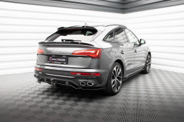 Mittlerer Cup Diffusor Heck Ansatz DTM Look passend für Audi SQ5 / Q5 S-Line Sportback Mk2 Facelift schwarz Hochglanz