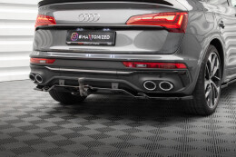 Mittlerer Cup Diffusor Heck Ansatz DTM Look passend für Audi SQ5 / Q5 S-Line Sportback Mk2 Facelift schwarz Hochglanz