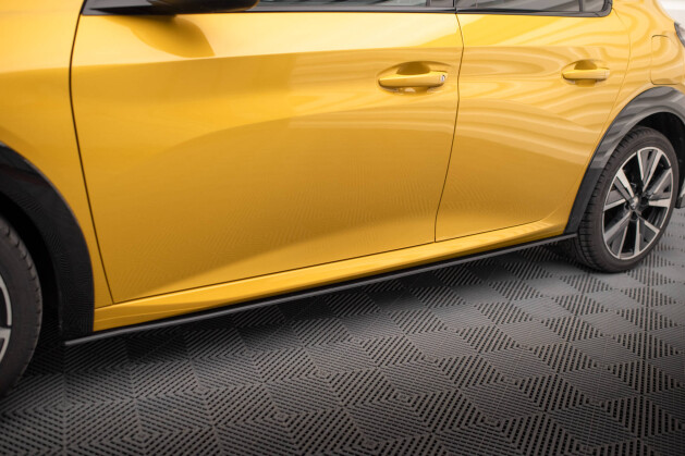 Street Pro Seitenschweller Ansatz Cup Leisten für Peugeot 208 GT Mk2 SCHWARZ