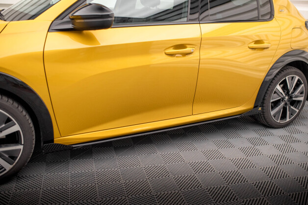 Street Pro Seitenschweller Ansatz Cup Leisten + Flaps für Peugeot 208 GT Mk2 schwarz Hochglanz