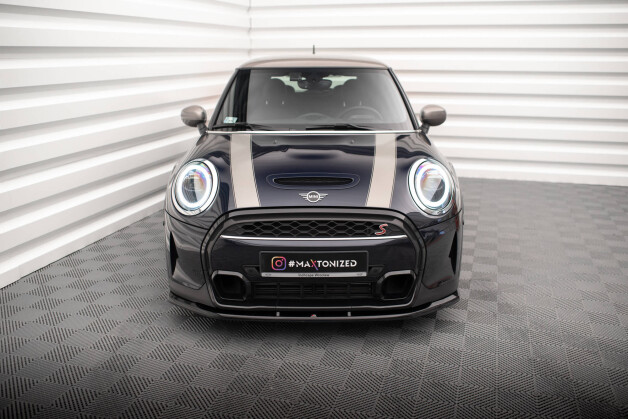 Street+ Spoilerlippe Front Ansatz V.1 passend für Mini Cooper S F56 FL schwarz Hochglanz