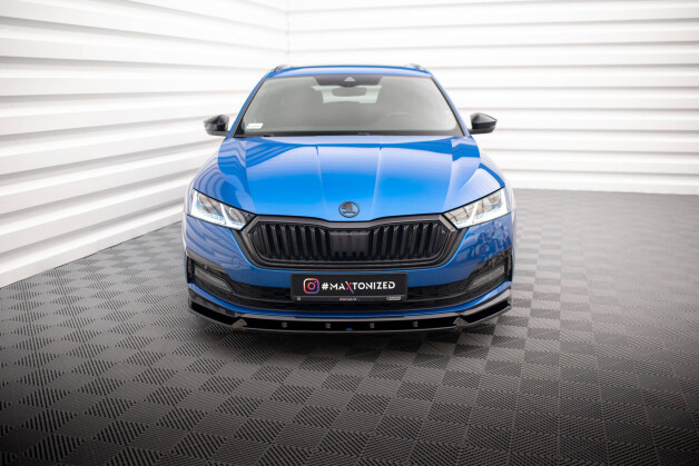 Cup Spoilerlippe Front Ansatz V.1 passend für Skoda Octavia Sportline Mk4 schwarz Hochglanz