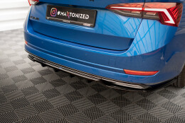 Mittlerer Cup Diffusor Heck Ansatz DTM Look passend für Skoda Octavia Sportline Mk4 schwarz Hochglanz
