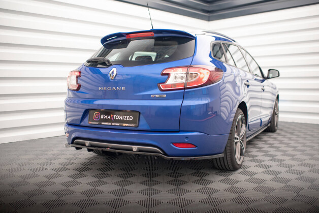 Mittlerer Cup Diffusor Heck Ansatz DTM Look passend für Renault Megane GT Line Grandtour Mk3 Facelift schwarz Hochglanz