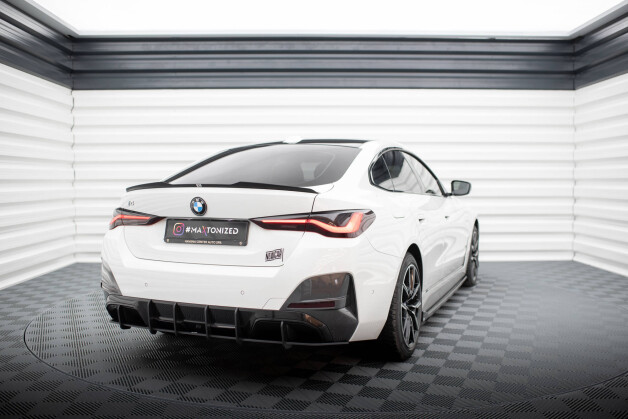Street Pro Heckschürze Heck Ansatz Diffusor passend für BMW i4 M-Paket G26 schwarz-rot