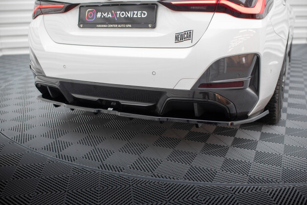 Mittlerer Cup Diffusor Heck Ansatz V.1 passend für BMW i4 M-Paket G26 schwarz Hochglanz