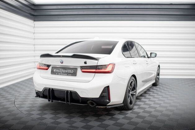 Heck Ansatz Flaps Diffusor passend für BMW M-Paket G20 / G21 Facelift schwarz Hochglanz