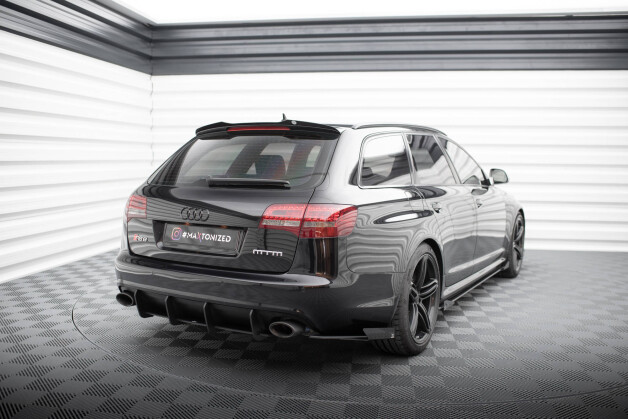 Hintere Seiten Flaps passend für Audi RS6 Avant C6 schwarz Hochglanz