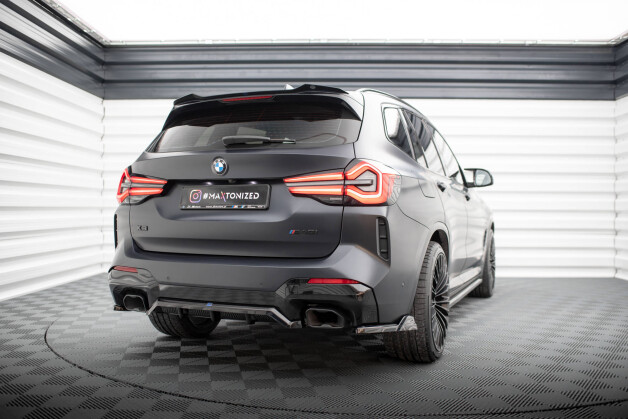 Mittlerer Cup Diffusor Heck Ansatz DTM Look passend für BMW X3 M-Paket G01 Facelift schwarz Hochglanz