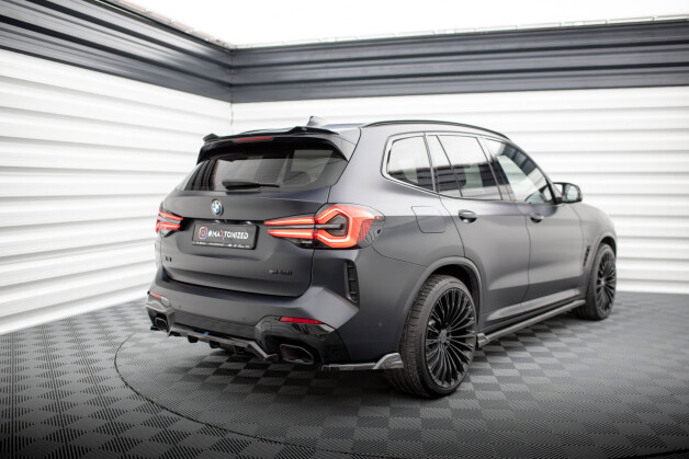 Heck Ansatz Flaps Diffusor passend für BMW X3 M-Paket G01 Facelift schwarz Hochglanz