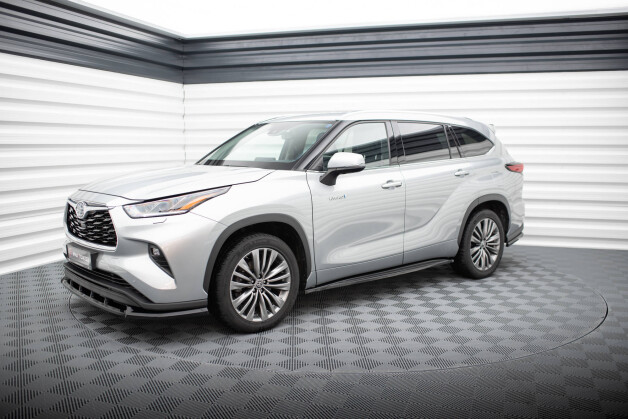 Seitenschweller Ansatz Cup Leisten passend für Toyota Highlander Mk4 schwarz Hochglanz