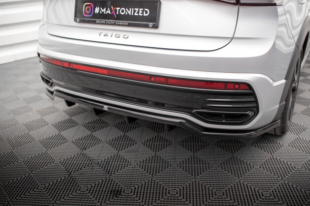 Mittlerer Cup Diffusor Heck Ansatz DTM Look passend für VW Taigo R-Line Mk1 schwarz Hochglanz