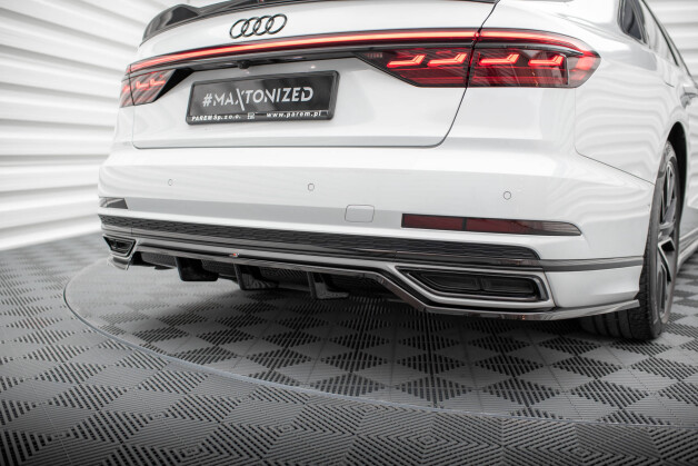 Mittlerer Cup Diffusor Heck Ansatz DTM Look passend für Audi A8 S-Line D5 schwarz Hochglanz