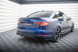 Heck Ansatz Flaps Diffusor passend für Audi A4 Competition B9 schwarz Hochglanz