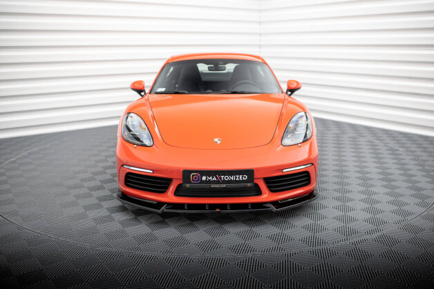 Cup Spoilerlippe Front Ansatz V.1 passend für Porsche 718 Cayman 982c schwarz Hochglanz