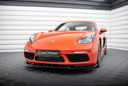 Cup Spoilerlippe Front Ansatz V.1 passend für Porsche 718 Cayman 982c schwarz Hochglanz