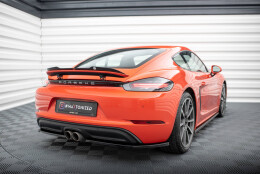 Heck Ansatz Flaps Diffusor passend für Porsche 718 Cayman 982c schwarz Hochglanz