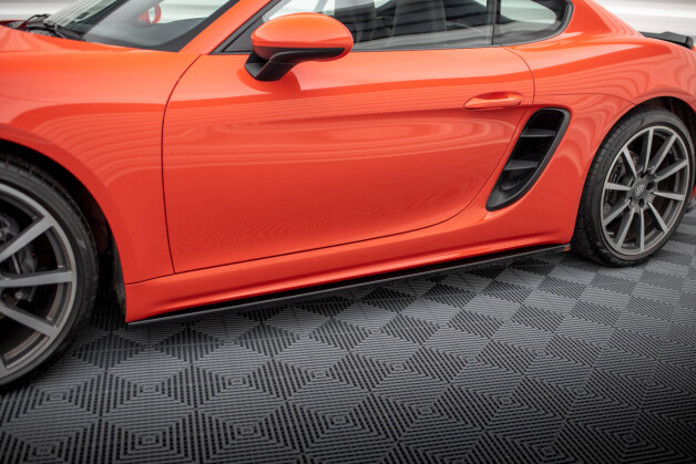 Seitenschweller Ansatz Cup Leisten passend für Porsche 718 Cayman 982c schwarz Hochglanz