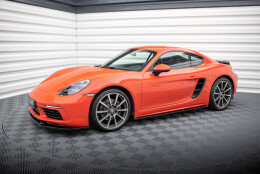 Seitenschweller Ansatz Cup Leisten passend für Porsche 718 Cayman 982c schwarz Hochglanz