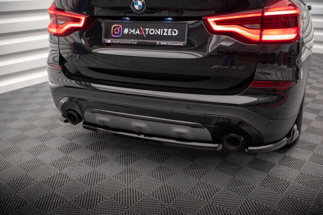 Mittlerer Cup Diffusor Heck Ansatz passend für BMW X3 G01 schwarz Hochglanz