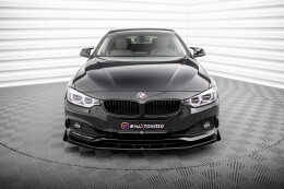 Street Pro Cup Spoilerlippe Front Ansatz für BMW 4er Gran Coupe F36 schwarz+ Hochglanz Flaps