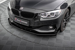 Street Pro Cup Spoilerlippe Front Ansatz passend für BMW 4er Gran Coupe F36 SCHWARZ+ HOCHGLANZ FLAPS