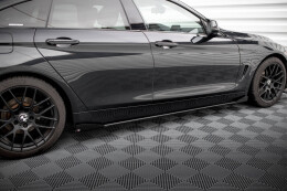Street Pro Seitenschweller Ansatz Cup Leisten für BMW 4er Gran Coupe F36 SCHWARZ+ HOCHGLANZ FLAPS