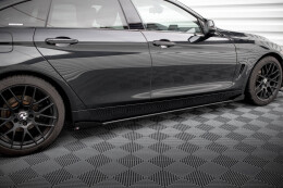 Street Pro Seitenschweller Ansatz Cup Leisten für BMW 4er Gran Coupe F36 schwarz+ Hochglanz Flaps